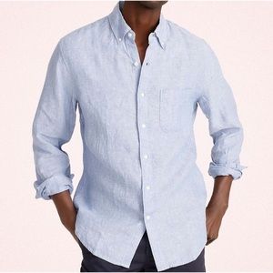 J Crew Linen Slim Striped Button Up Shirt